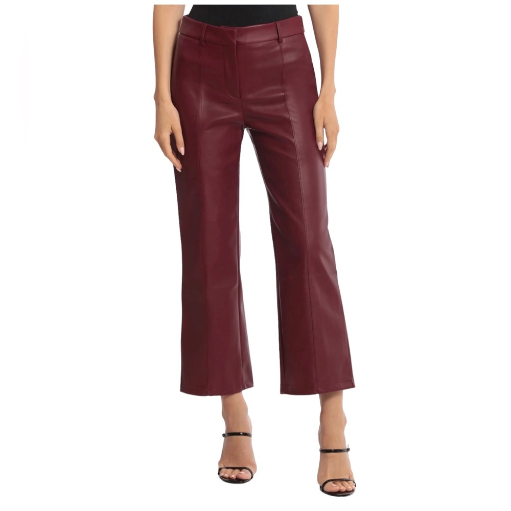 Avec Les Filles Seam-front Faux Leather Wide Leg Cropped Trouser